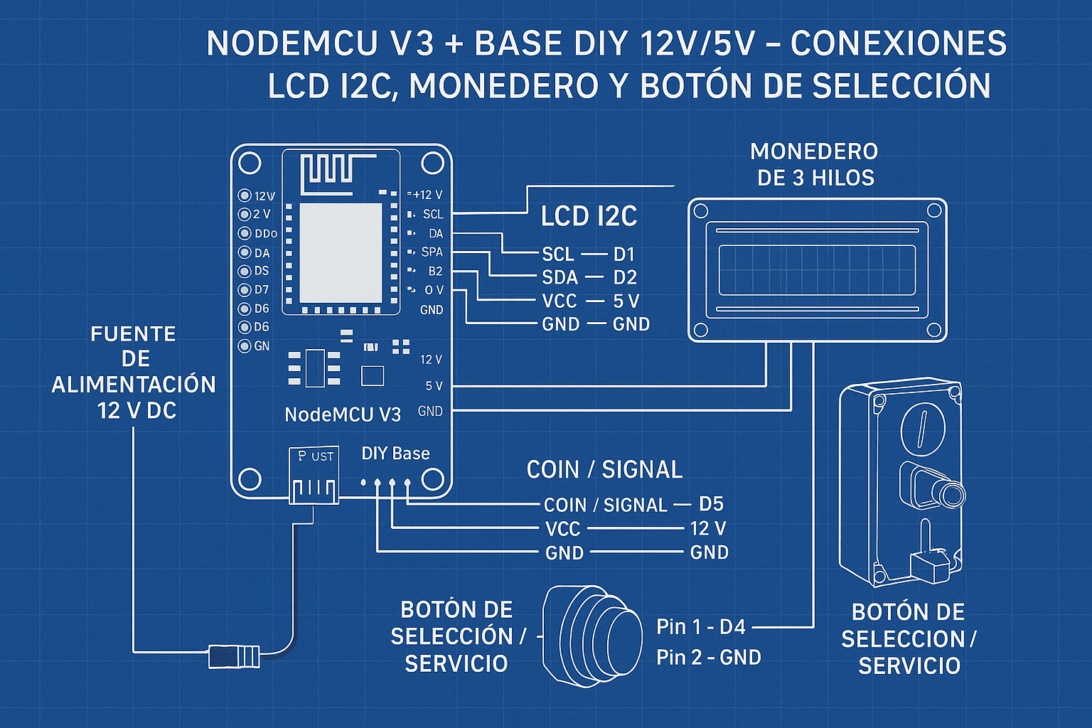 Diagrama de Conexiones MT100 con Placa Base ESP8266