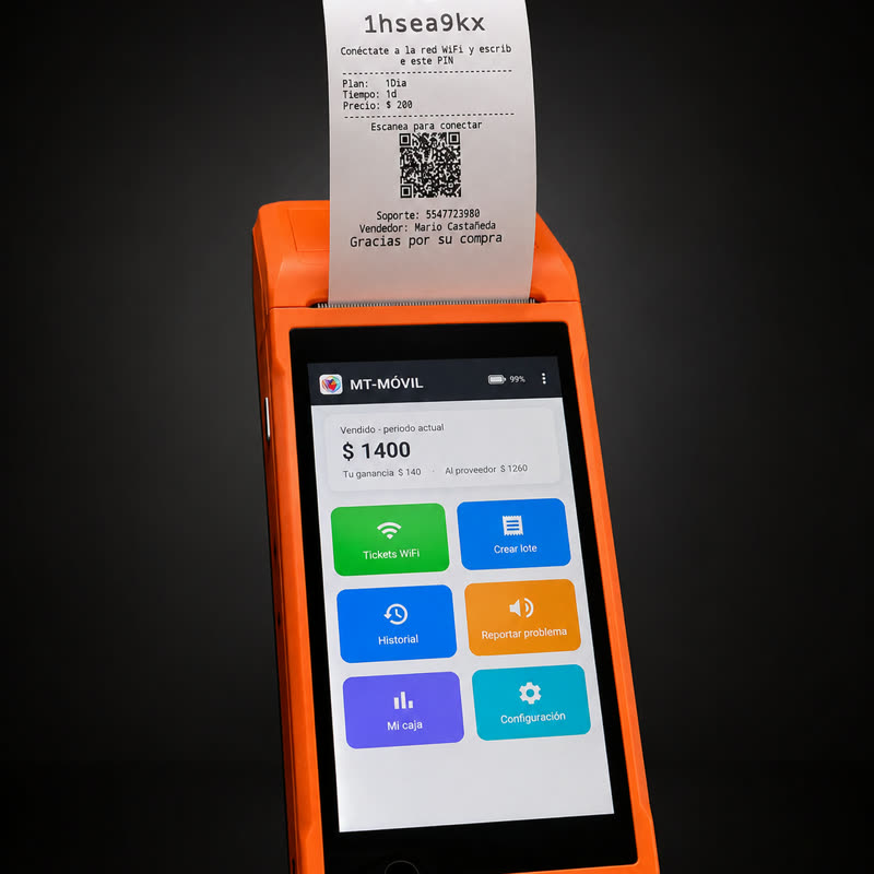 Terminal MT-Móvil: cobranza en la calle con recibo impreso para operadores de internet