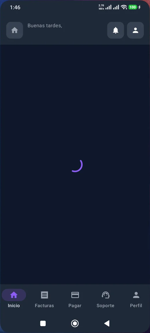 La app abriéndose: pantalla de arranque de Mi Internet