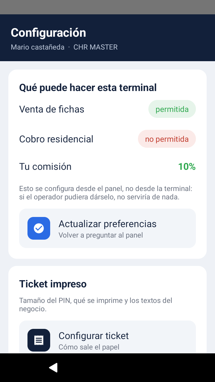 Lo que ese equipo tiene permitido, visto desde la terminal