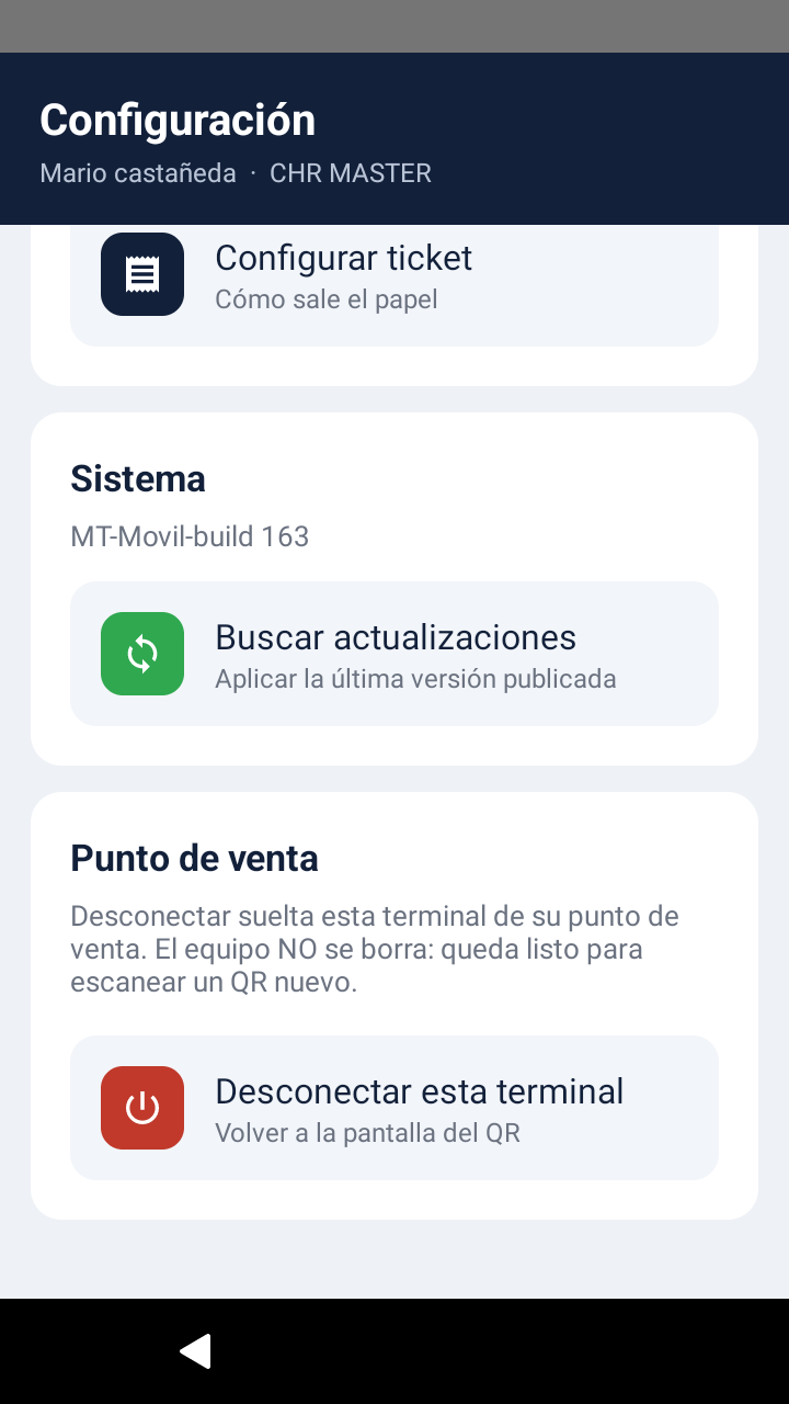 La versión instalada y cómo soltar el equipo