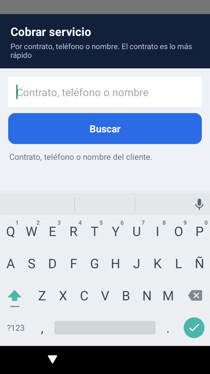 Se busca por contrato, teléfono o nombre